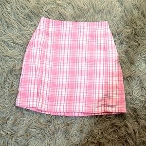 Brandy Melville Pink Plaid Skirt